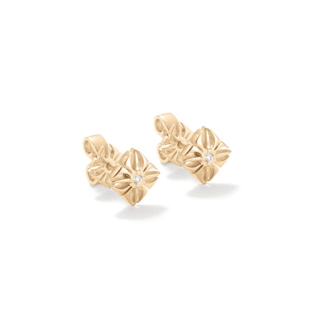 Shamballa sos micro earrings in yellow gold with white diamonds