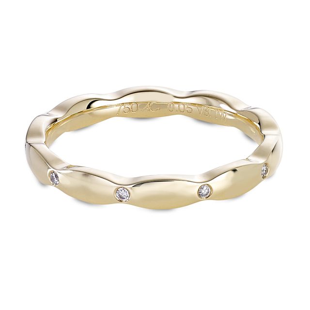 Wavy - diamantring i roségull