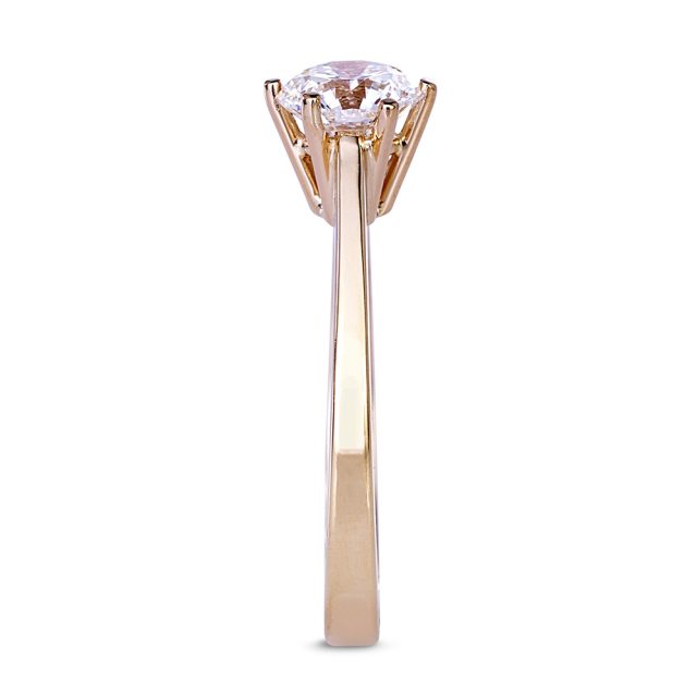 6-klørs forlovelsesring i roségull med briljantslipt diamant
