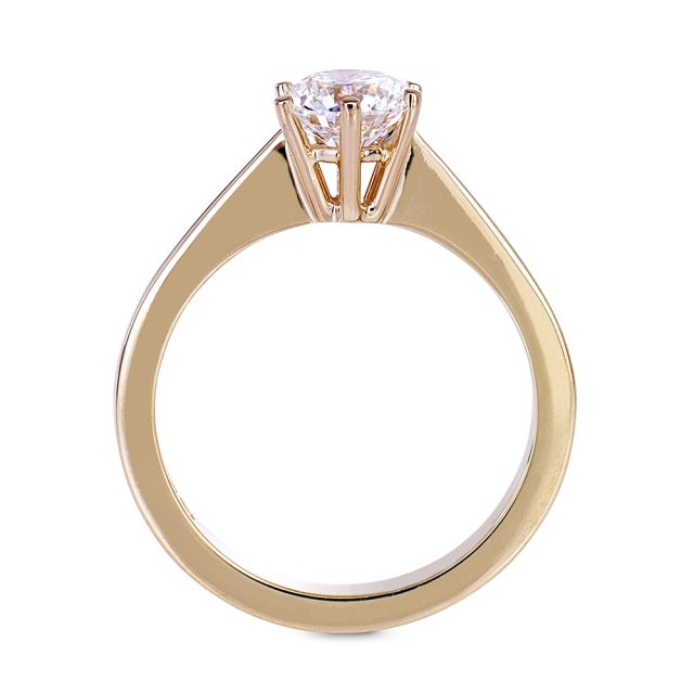 6-klørs forlovelsesring i roségull med briljantslipt diamant