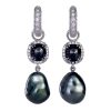 Creol collection earrings in white gold with black diamonds and baroque Tahitian pearls