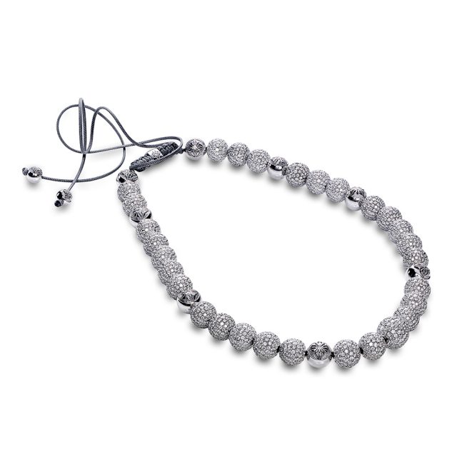 Shamballa choker i hvitt gull med hvite diamanter
