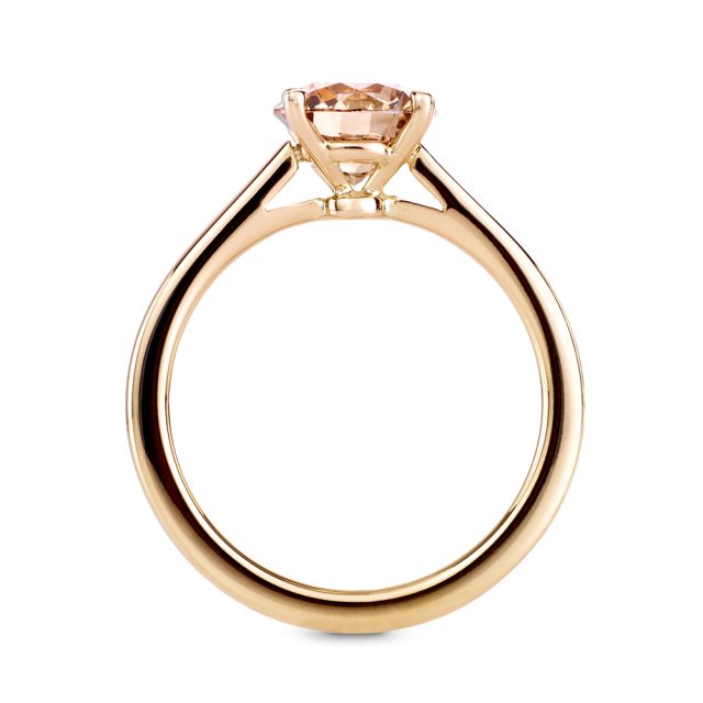 Enstensring i roségull med champagnefarget diamant