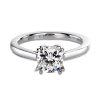 Solitaire platinum ring with cushion cut white diamond