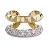Rock and Diamonds ring in yellow and white gold with diamonds
