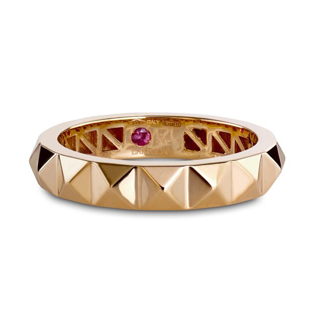Rock and Diamonds one-row ring in rosé gold