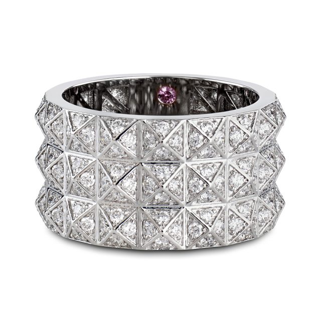 Rock and Diamonds tre-radet diamantring i hvitt gull