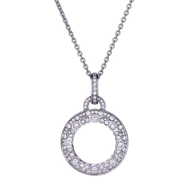 Fantasy pendant in white gold with diamonds