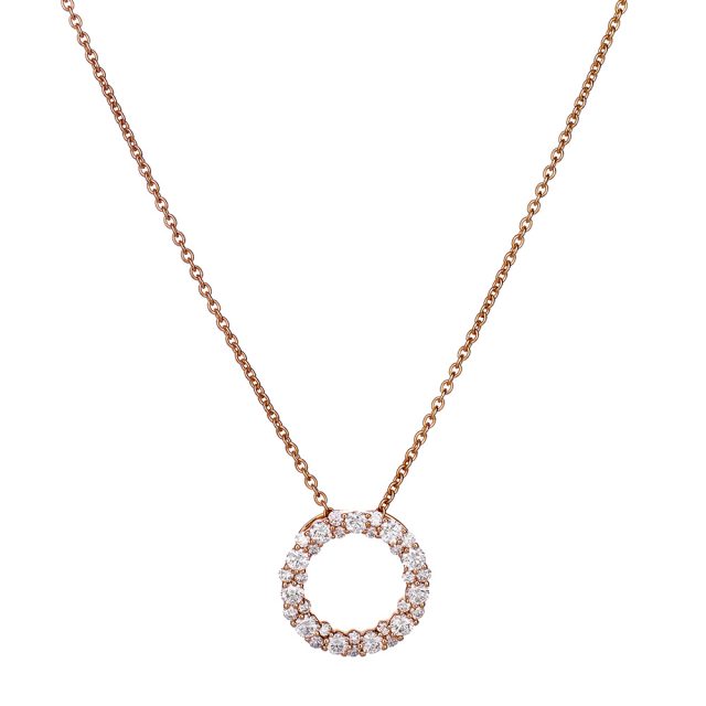 Circle pendant in rosé gold with diamonds