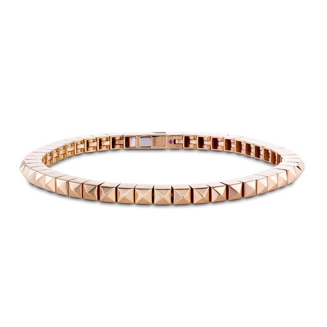 Rock & Diamonds bracelet with pyramides in polished rosé gold