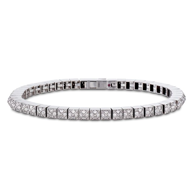 Rock & Diamonds bracelet with white diamonds in white gold