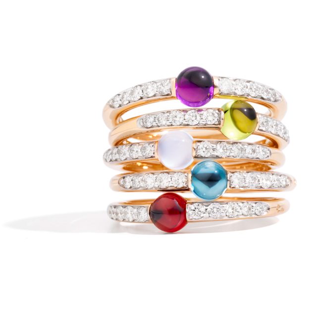 M'AMA NON M'AMA rings in rosé gold with diamonds and coloured stones