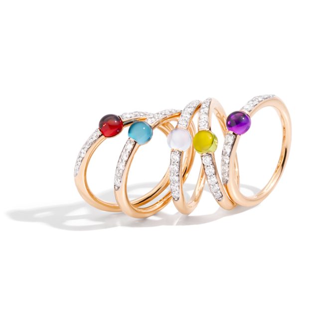 M'AMA NON M'AMA rings in rosé gold with diamonds and coloured stones