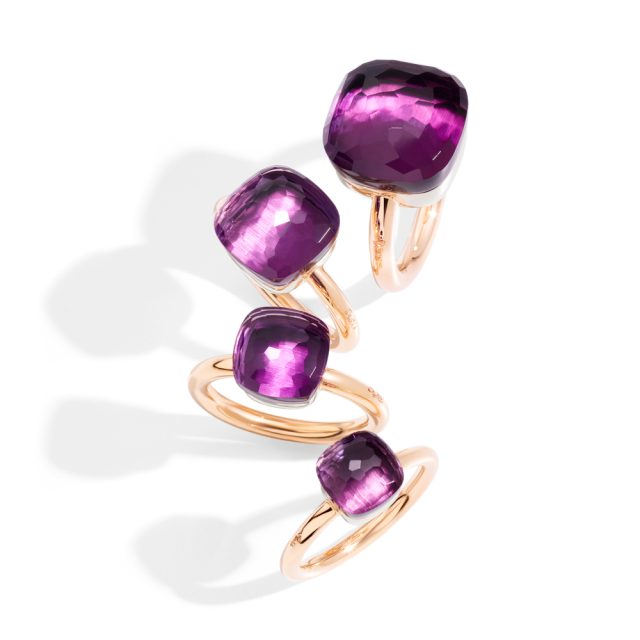 NUDO rings in rosé gold with amethyst