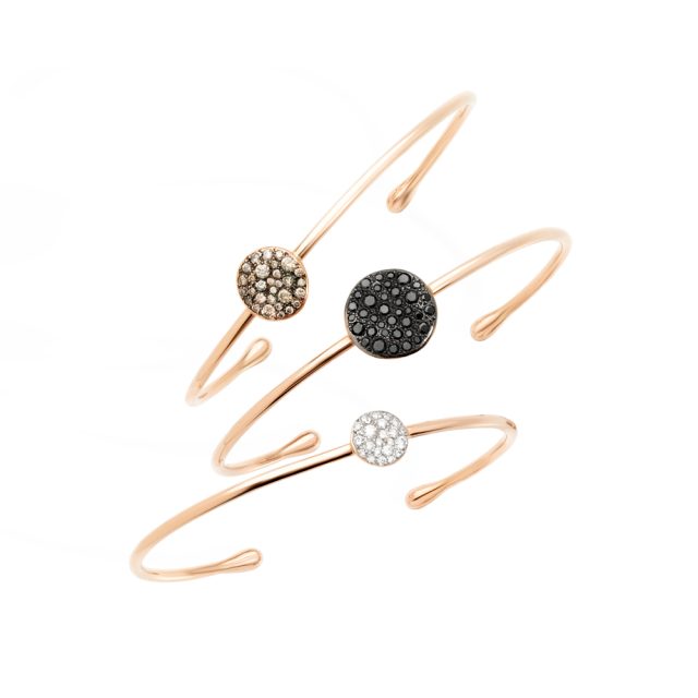 SABBIA bangles in rose gold with either black, brown or white diamonds