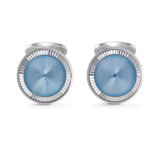 Cufflinks in white gold with blue enamel