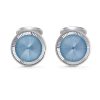 Cufflinks in white gold with blue enamel