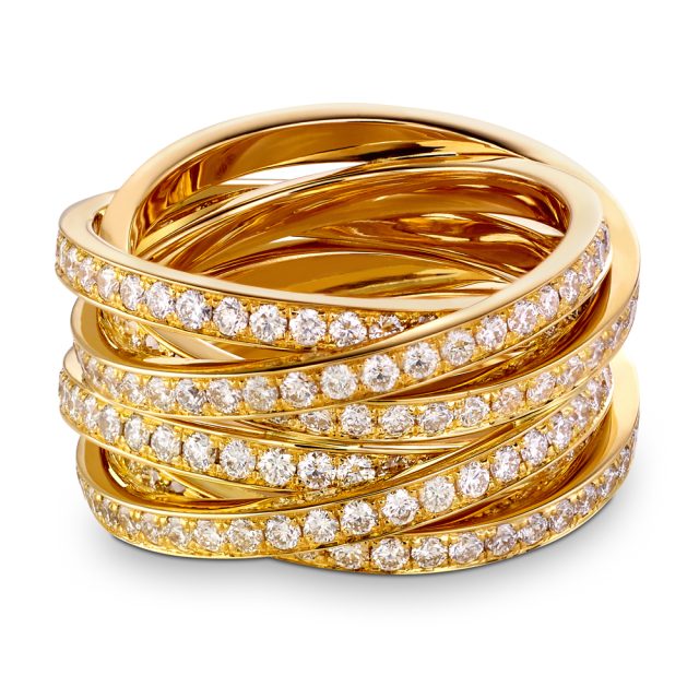 Twist rosé gull ring med diamanter