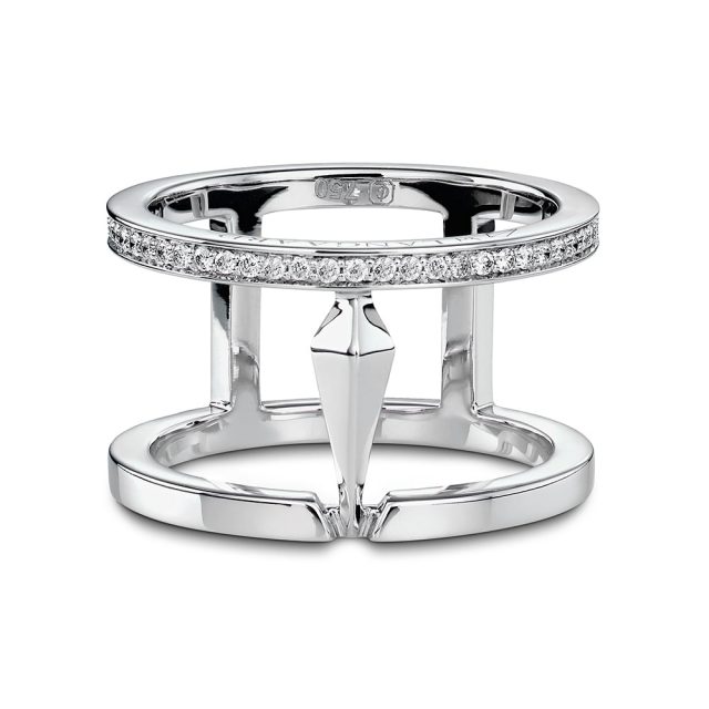 SPEAR dobbelring i hvitt gull med diamanter