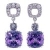 Earrings in white gold with amethyst, grey and white brilliant cut diamonds