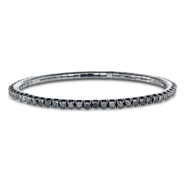 Stretch tennis bracelet in black rhodium white gold with black diamonds