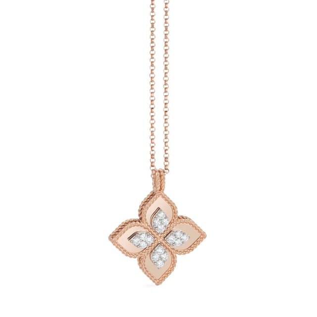 Princess Flower necklace in rose gold with diamonds