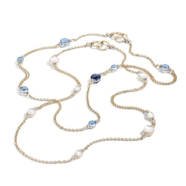 NUDO necklaces with white and blue topaz