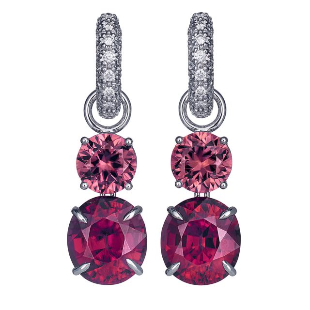 Creol earrings in white gold with pink zircon