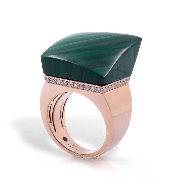 Sauvage Privé ring med malakitt og diamanter