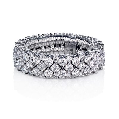 Elastisk ring i hvitt gull med diamanter