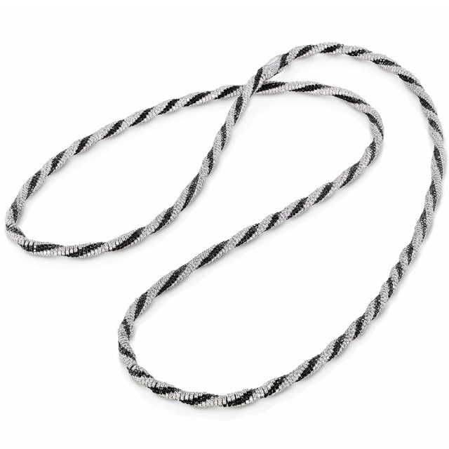 Collier i hvitt gull med sorte og hvite diamanter