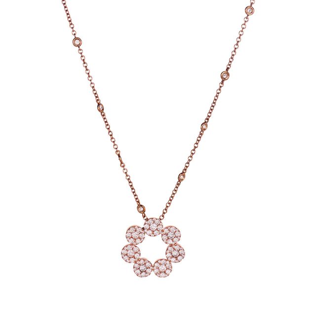 Anheng i roségull med briljantslipte diamanter