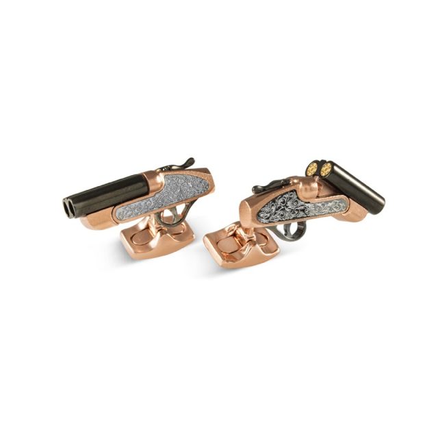 Lock and Load cufflinks in silver with gold plating