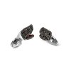 Shark head cufflinks in silver with black spinel and ruby eyes