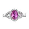 Ring i hvitt gull med rosa safir og diamanter