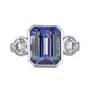 Ring in white gold with tanzanite and two diamonds