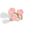 NUDO ringer i roségull med rosenkvarts og champagnefargede diamanter