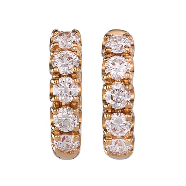 Small creol earrings in rose gold with one row of diamonds