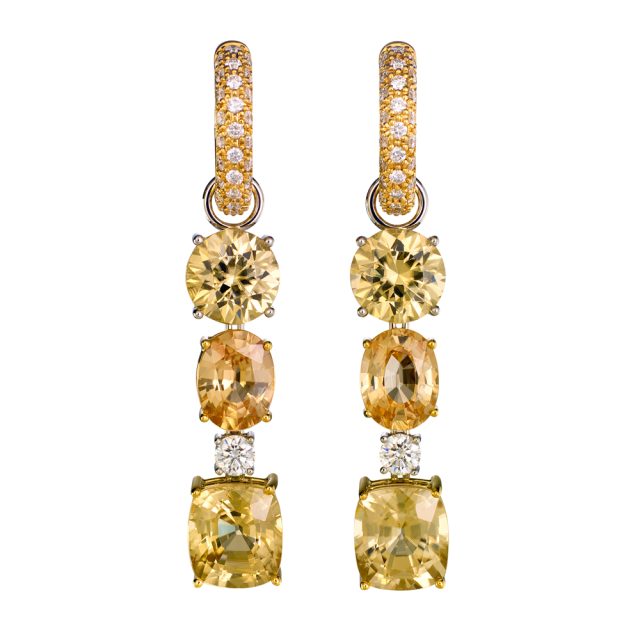 Creol collection earrings in yellow gold with zircon and diamonds