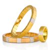 Satin finish gold bracelets and ring with diamonds