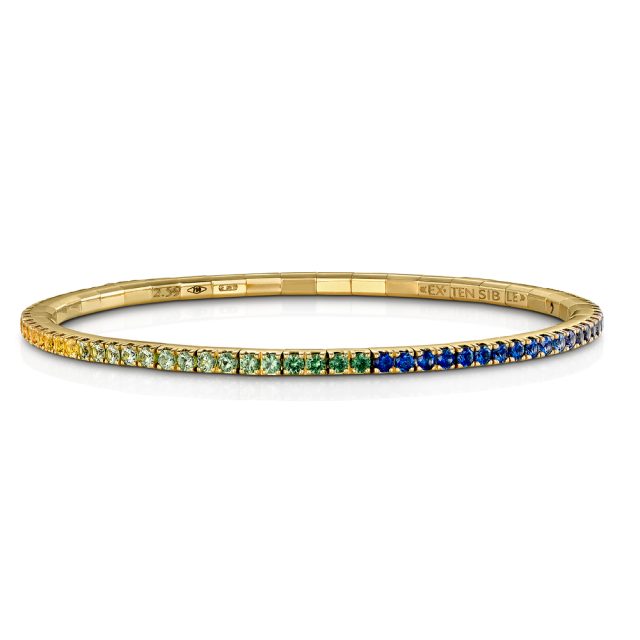 Bracelet New Tennis with rainbow colored sapphires and tsavorites