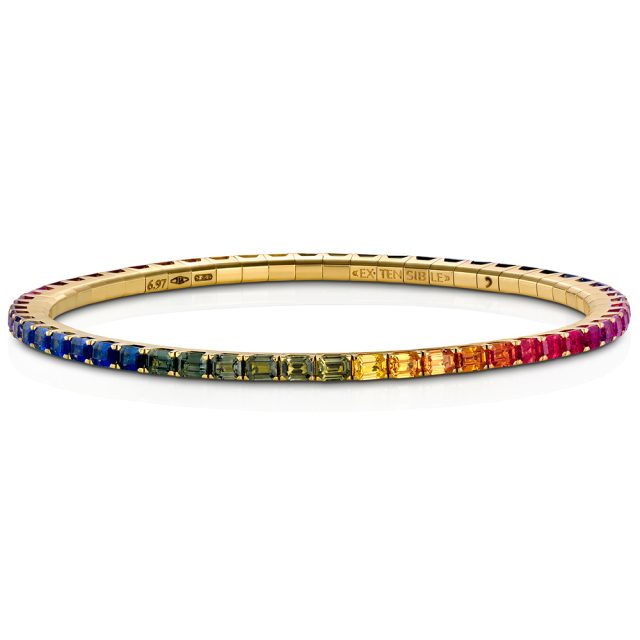 Armbånd New Tennis med regnbuefargede safirer