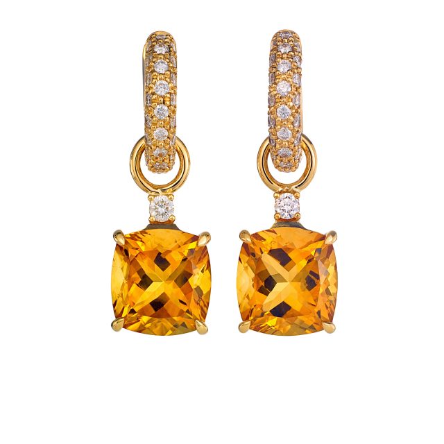 Creol earring with citrine and diamonds