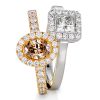 MILESTONE ringer i gult og hvitt gull med champagne og hvite diamanter