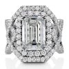 GRACE, limited ring in platinum with brilliants and emerald cut diamond