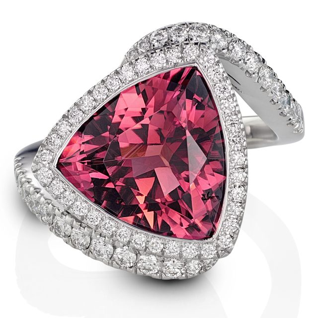 RED TRILLIANT ring i hvitt gull med rosa turmalin