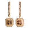 Exclusive collection earrings in rose gold with white and brown diamonds