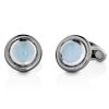 Cufflinks in white gold with cabochon cut milky aquamarine