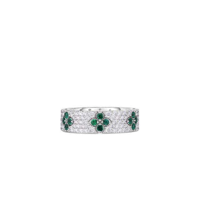 Love in Verona ring i 18kt. hvitt gull med briljanter og smaragder