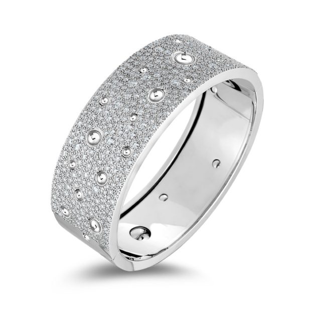 Poi Moi Luna bangle large in 18kt. white gold with diamonds
